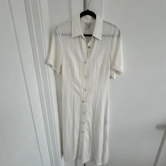 NWT & Other Stories Stockholm Atelier | Shell Button Shirt Midi Dress White - Picture 6 of 10
